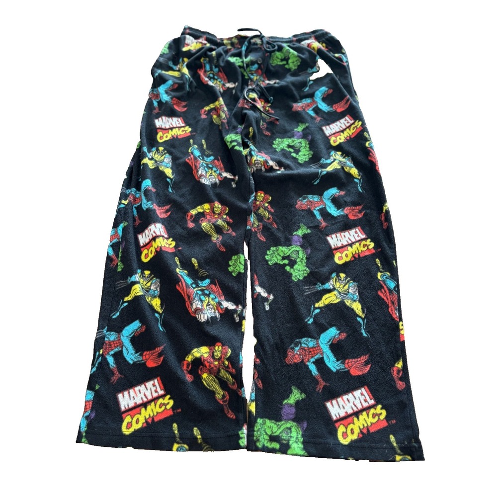 Marvel Comics Liscensed Avengers Pajamas pants mens sz large cozy black graphics